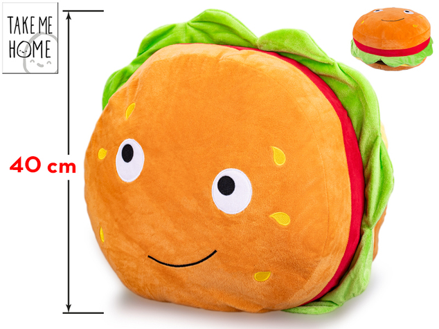 Take Me Home hamburger plyšový 40cm s tvárou