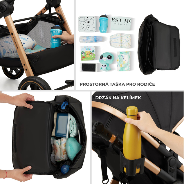 KINDERKRAFT Kočík kombinovaný 3v1 Esme Pro Pure Black
