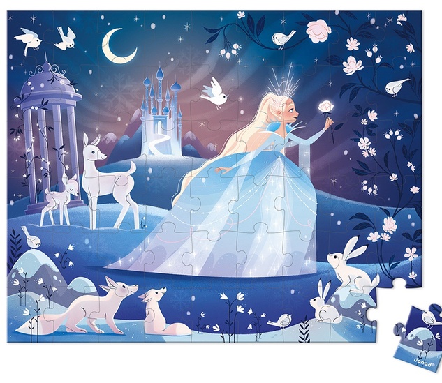 Janod Puzzle v kufríku Ľadová kráľovná 54 ks