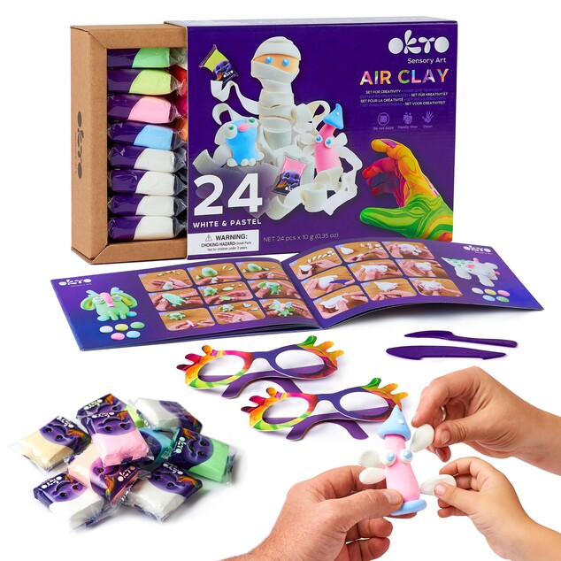 OKTO Samoschnúca modelovacia hmota set biela a pastelová 24 ks