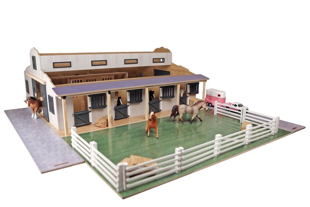 Kids Globe Farming Stall mit Boxen 7 Stück und Weiden aus Holz 1:32 in Schachtel