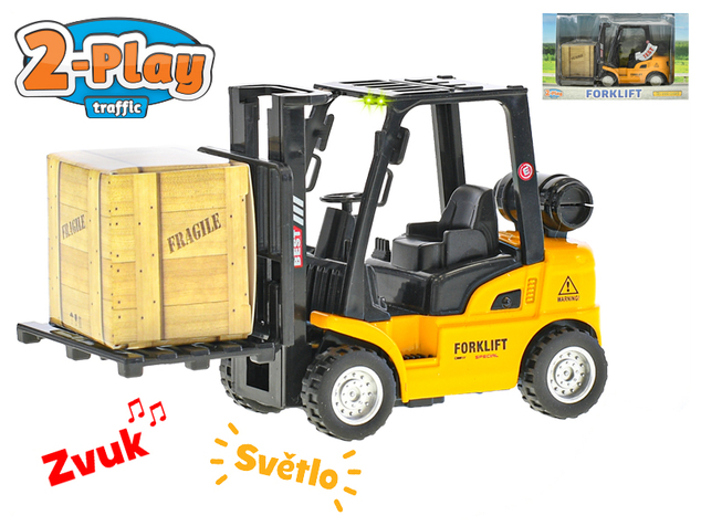2-Play Traffic vysokozdvižný vozík 14cm kov spätný chod na batérie so svetlom a zvukom