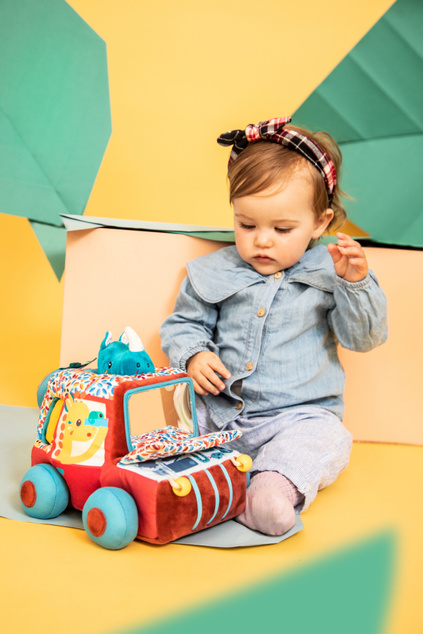 Lilliputiens - textil autó tevékenységekkel és tükörrel