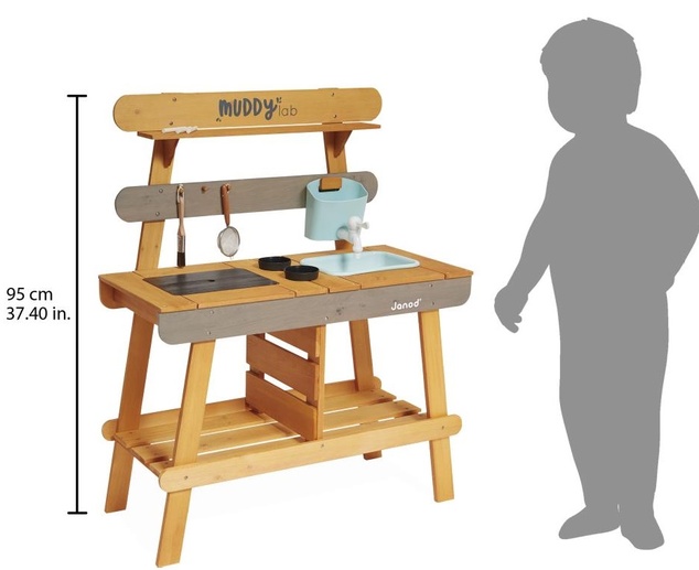 Janod Cuisine extérieure en bois pour enfants Muddy Lab