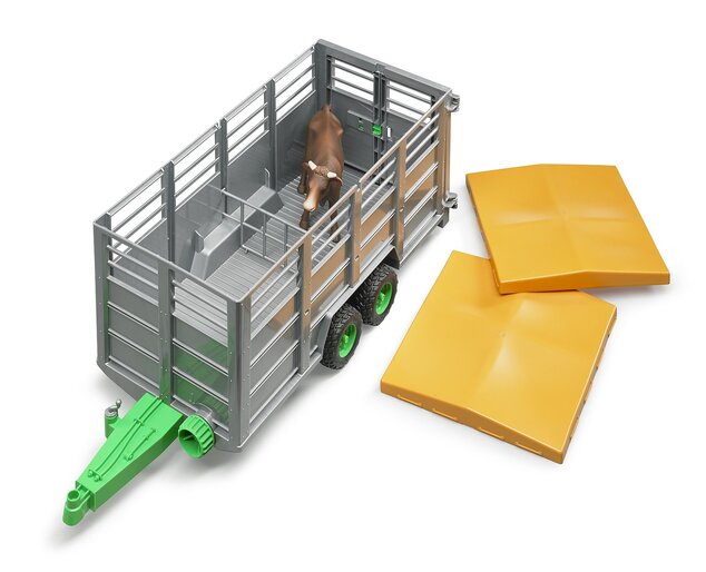 Bruder 02227 Remorcă pentru transportat animale cu figurină vacă