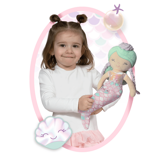 DeCuevas 20041 Plüschpuppe 2in1 OCEAN FANTASY - 36 cm mit Wiege