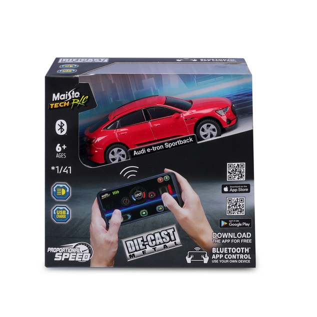 Maisto RC - DIE-CAST METAL so svetlami, Audi e-tron Sportback, 1:41, 2,4GHz, USB, XTR, Blu