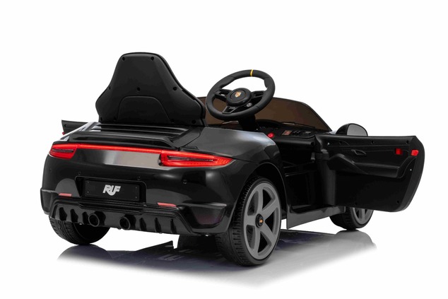 Elektrické autíčko RUF GT 12V, čierne, Otváracie dvere, 2.4 GHz diaľkové ovládanie, LED sv
