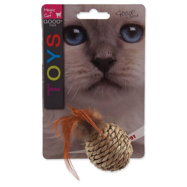 Hračka Magic Cat loptička morská tráva s pierkami 9cm