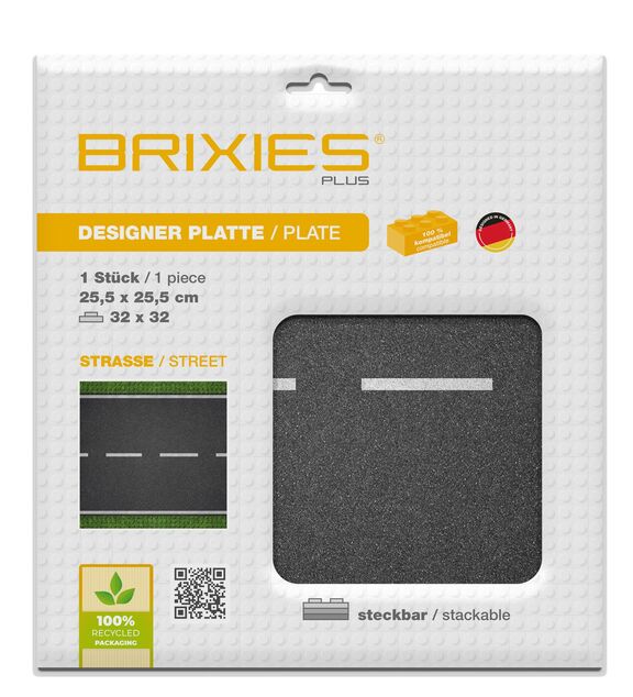 BRIXIES Plus 225.005 Design-Bauplatte - gerade Straße 25,5 x 25,5 cm