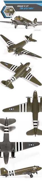 Model Kit repülőgép 12633 - USAAF C-47 Skytrain (1:144)