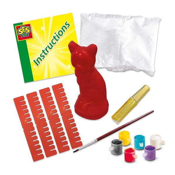 Gießen und bemalen - Katze mit Glitzer