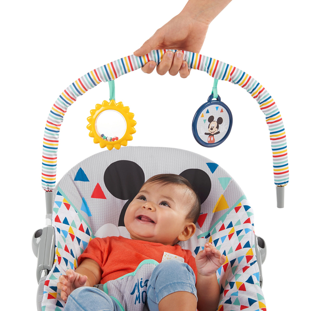 BRIGHT STARTS Lehátko vibrujúce MICKEY MOUSE Happy Triangles™ 0m+ do 9kg