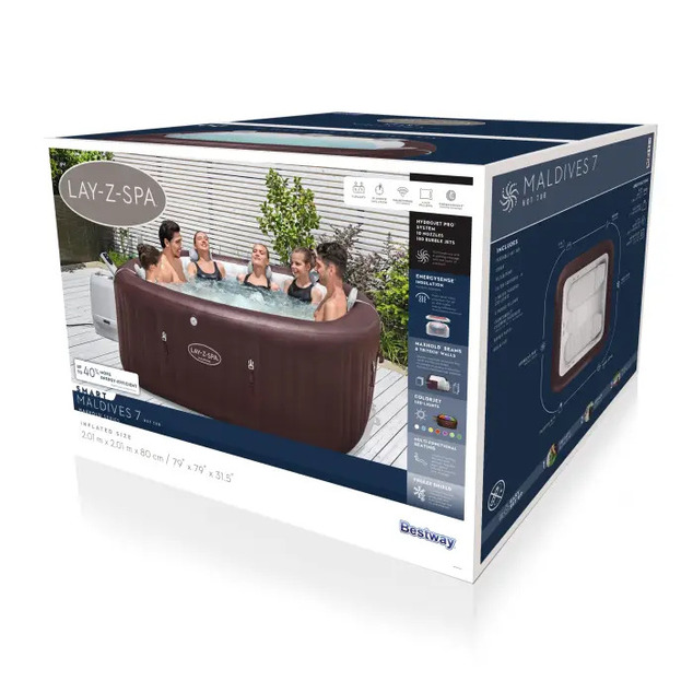 Bestway 6001U Jacuzzi LAY-Z-SPA® Maldives HydroJet Pro para 7 personas (Ahorro de energía) 201x80cm