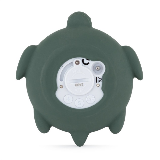 PETITE&amp;MARS Teplomer silikónový digitálny do vody Turtle Terry Misty Green 0m+
