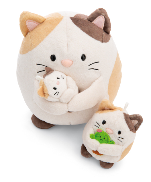 NICI Plüsch MyMochi Katze Angy 8cm im Hasenkostüm und Kaktus, Set Geschenkverpackung