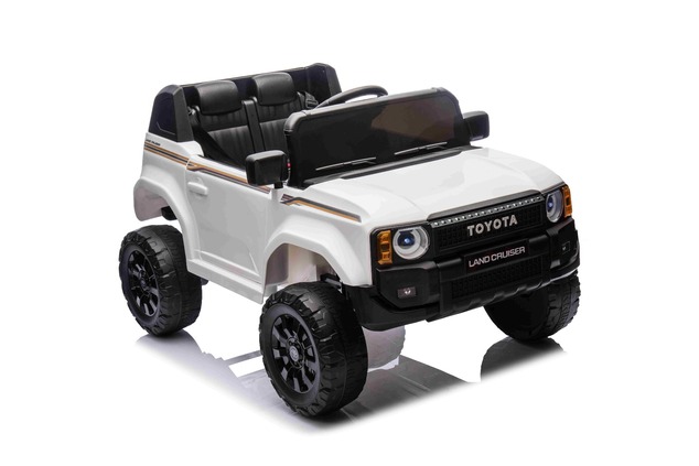 Elektrické autíčko Toyota Landcruiser 12V, biele, široké jednomiestne sedadlo, 2,4 GHz dia