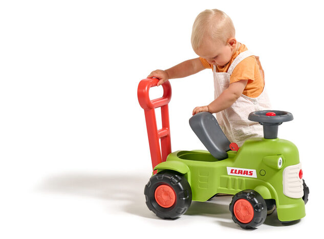 Falk Odrážadlo a chodítko 2v1 traktor Claas svetlo zelený s volantom