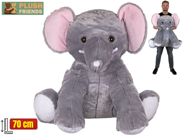 Plush Friends elefant din pluș 70 cm așezat