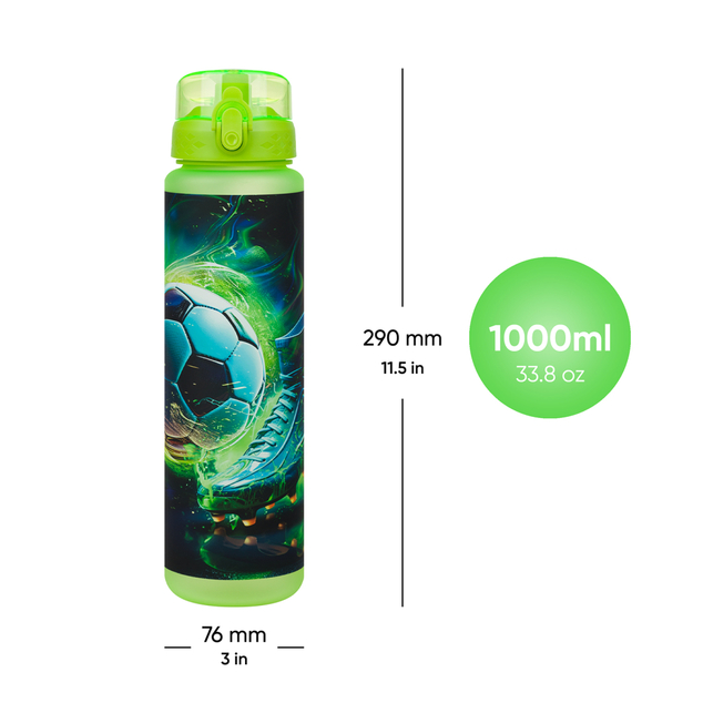 BAAGL Tritan-Flasche für Getränke Fußball, 1000 ml