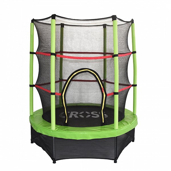 Trampoline CROSS avec filet, rouge et noir, 140x140x160cm