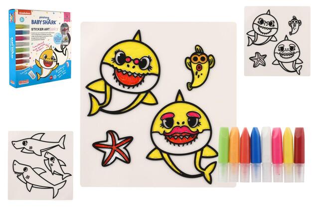 Adesivi per finestre e album da colorare Baby Shark con colori 25x26,5x5cm
