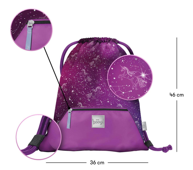 BAAGL Vrecko s priehradkou na zips Unicorn Universe