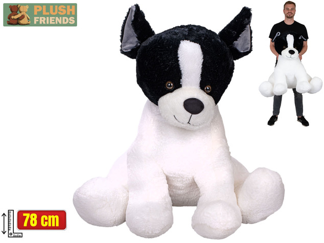 Plush Friends bulldog francez din pluș 78 cm șezând