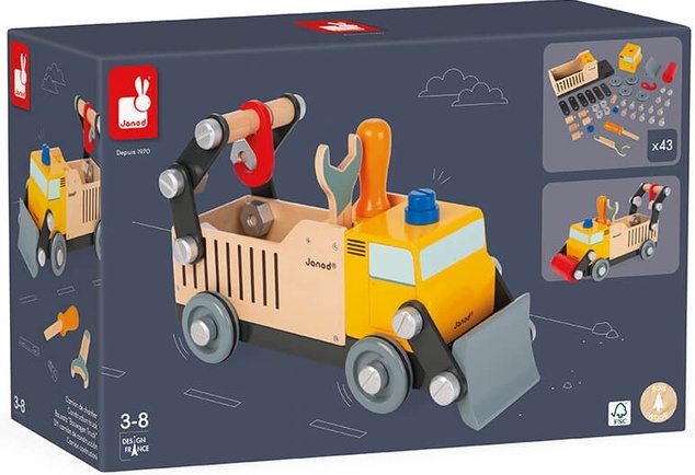 Janod Drevené auto a stavebnica Nákladné auto BricoKids