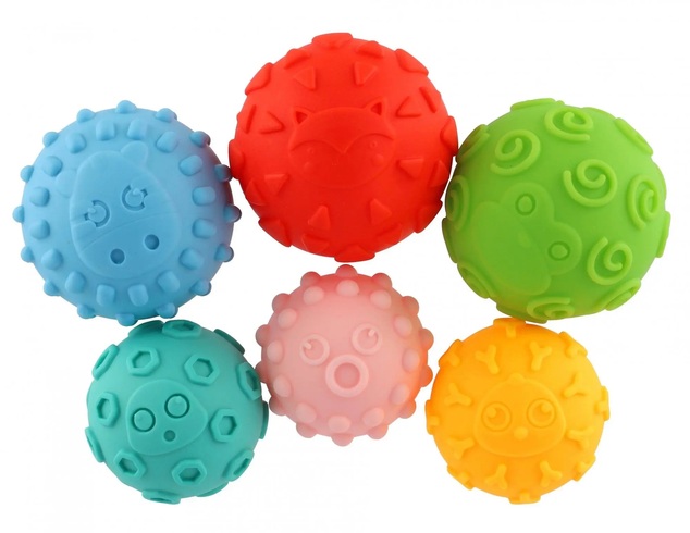 Set mit 6 Bällen mit Gummistruktur, 6–8 cm