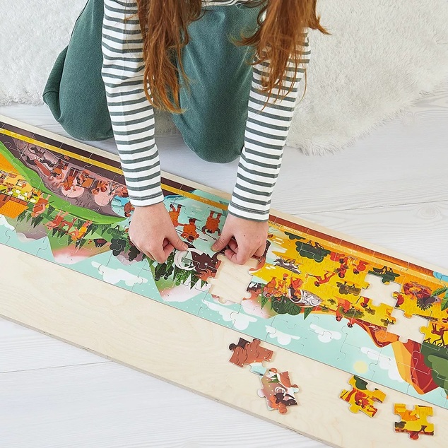 Janod Panoramatické puzzle v kufríku Prehistorické obdobia 100 ks