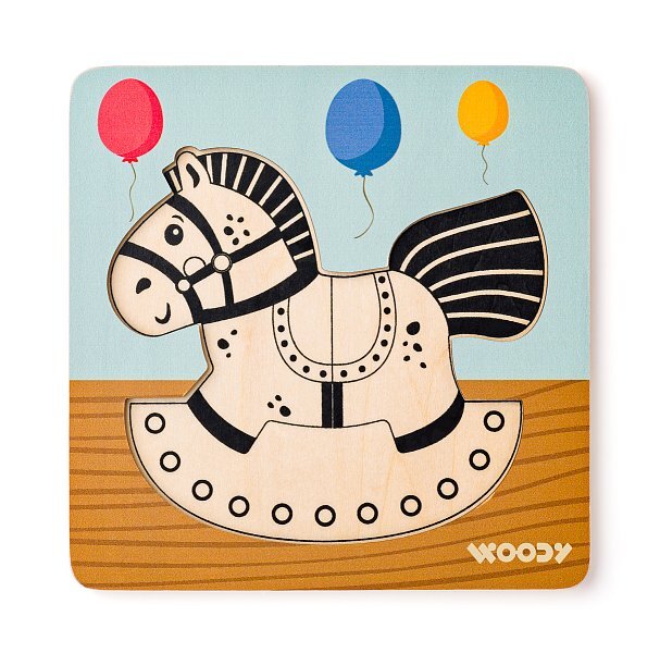 Woody Puzzle Baby - hojdací koník