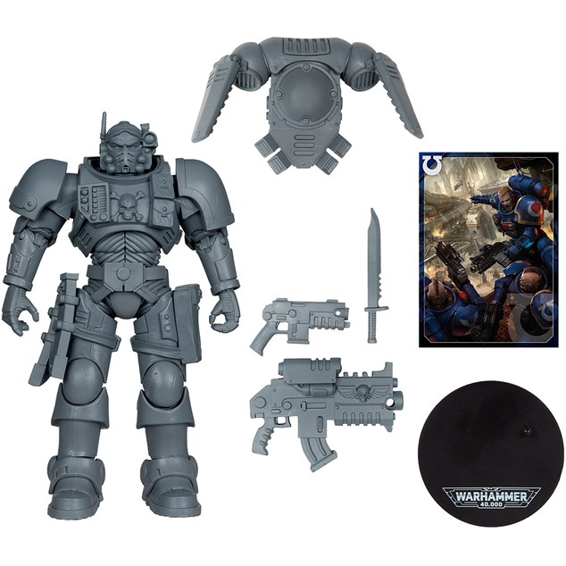 McFarlane figura Warhammer 40,000 Hadnagy Phobos páncélban szürke