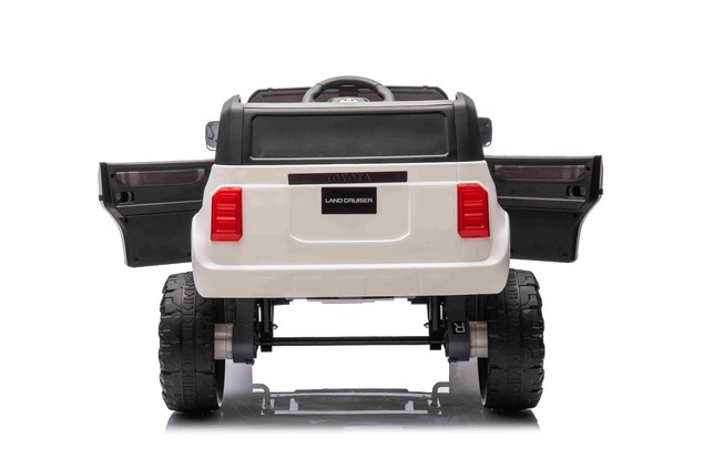 Elektrické autíčko Toyota Landcruiser 12V, biele, široké jednomiestne sedadlo, 2,4 GHz dia