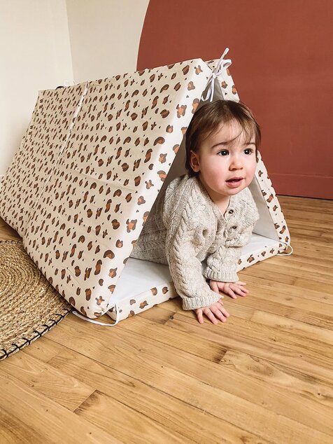 Tappetino da gioco pieghevole imbottito per bambini 5 in 1, Leopardo