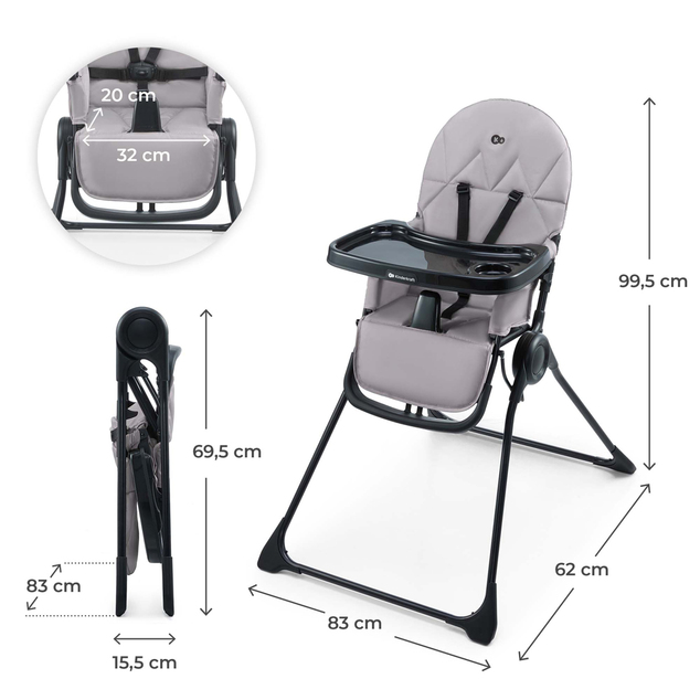 KINDERKRAFT Stolička jedálenská Binci Grey