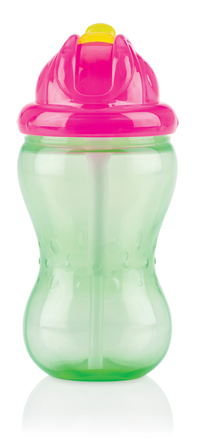 Nicht fließender Becher mit weichem, faltbarem Strohhalm und einstellbarem Durchfluss 360ml, 12m +