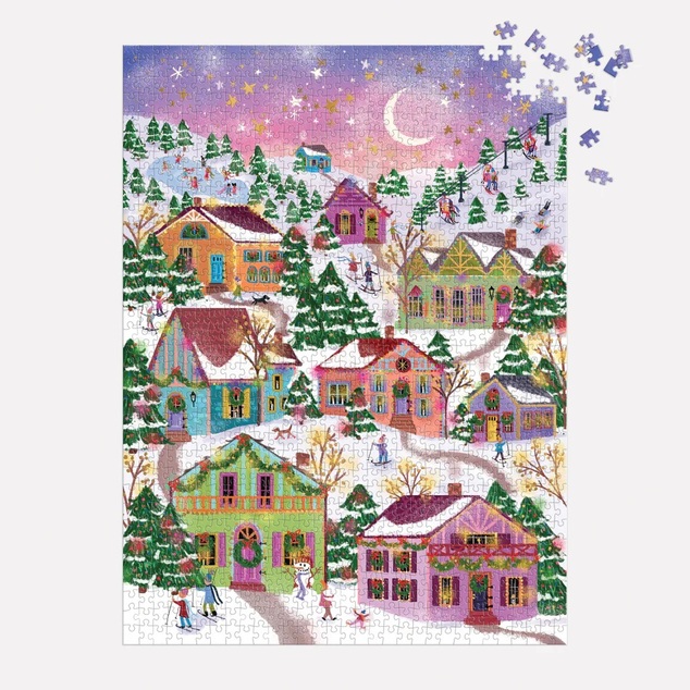 Galison Puzzle din folie Joy Laforme Sat înzăpezit 1000 de piese
