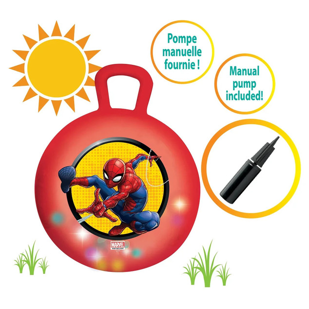 Aufblasbarer Hüpfball mit Lichteffekten 45 cm rot - Spider-Man