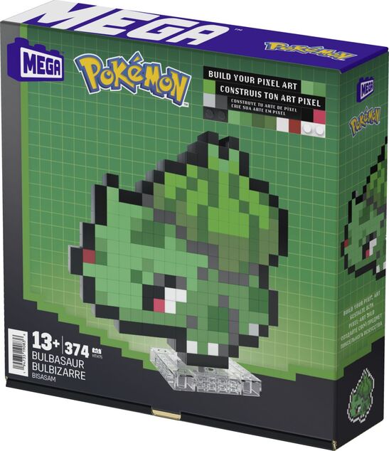 Mattel MEGA Pokémon Bulbizarre - Pixel Art Rétro 15 cm, 374 pièces