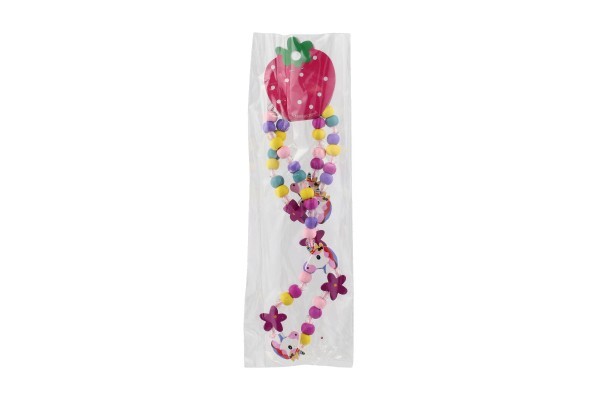 Náhrdelník a náramok korálky jednorožec drevo/plast 20cm
