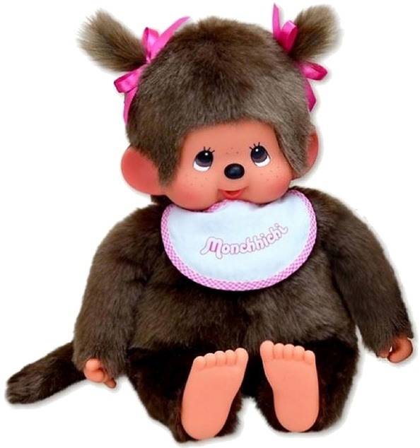 Monchhichi Mončiči Mädchen mit zwei Zöpfen 45cm