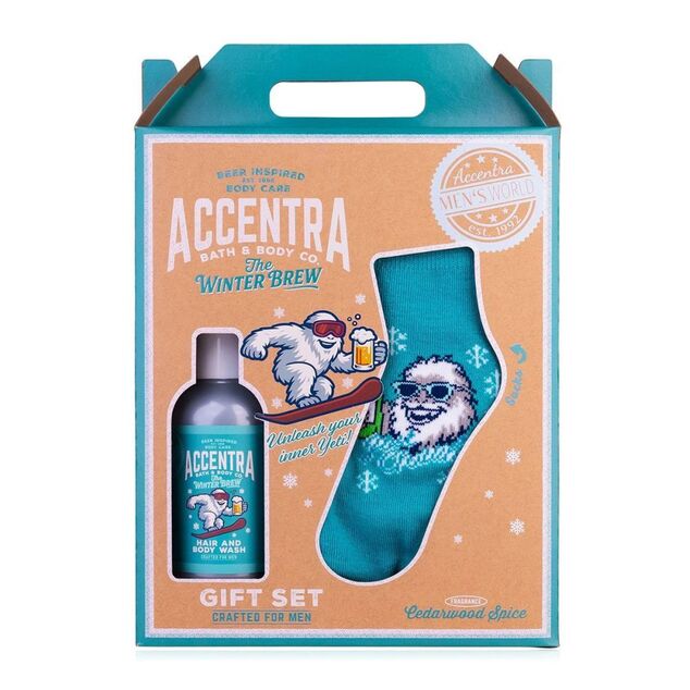 ACCENTRA Set da bagno Men's Collection Winter Edition con un paio di calzini Legno di cedro 150ml