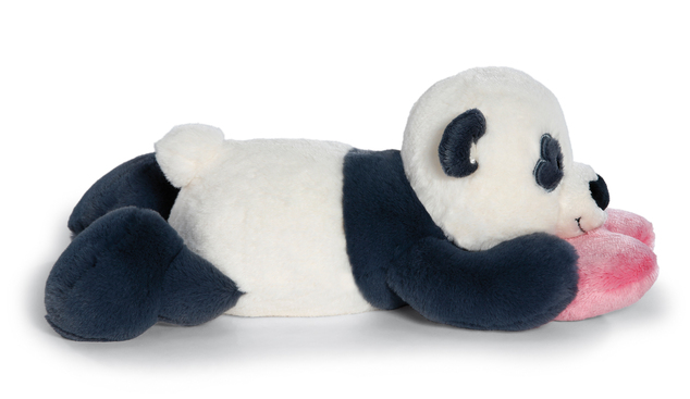 NICI peluche Panda Love con cuore 20cm, sdraiata