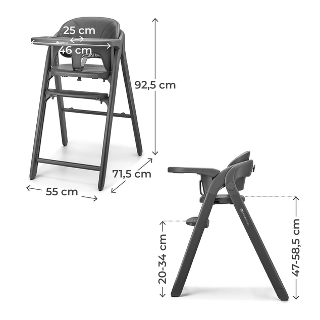 KINDERKRAFT Jedálenská stolička Tino Grey