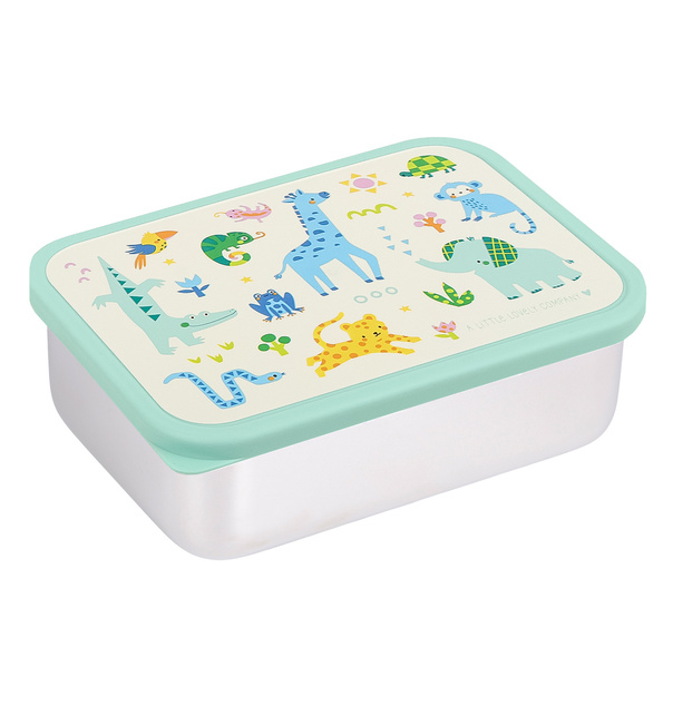 A Little Lovely Company – boîte à déjeuner en acier inoxydable avec couvercle en plastique – jungle