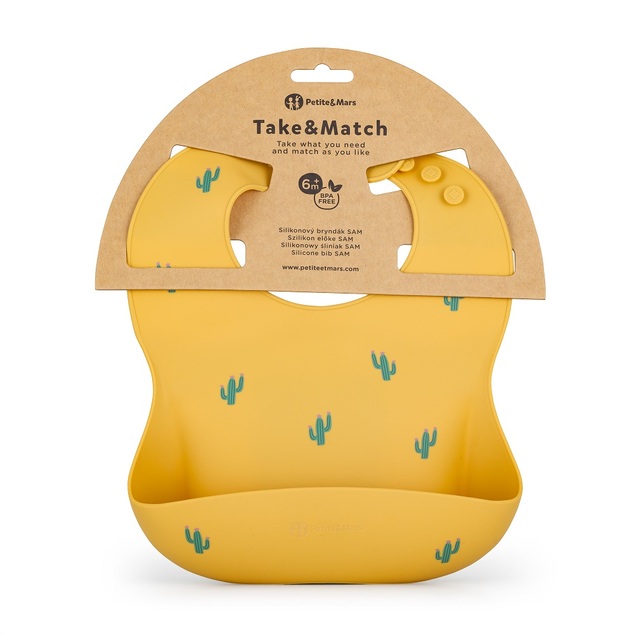 PETITE&amp;MARS Podbradník silikónový Take&amp;Match Ochre Cacti 6m+