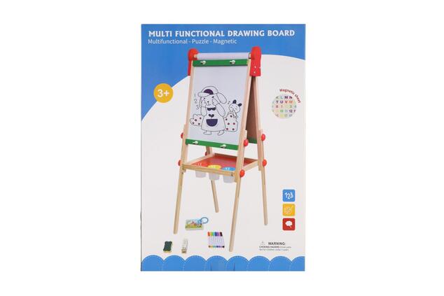 Lavagna magnetica bifacciale legno nero/bianco 35x43cm con rotolo di carta con accessori
