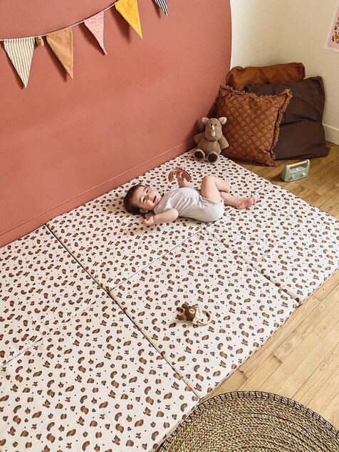 Tappetino da gioco pieghevole imbottito per bambini 5 in 1, Leopardo