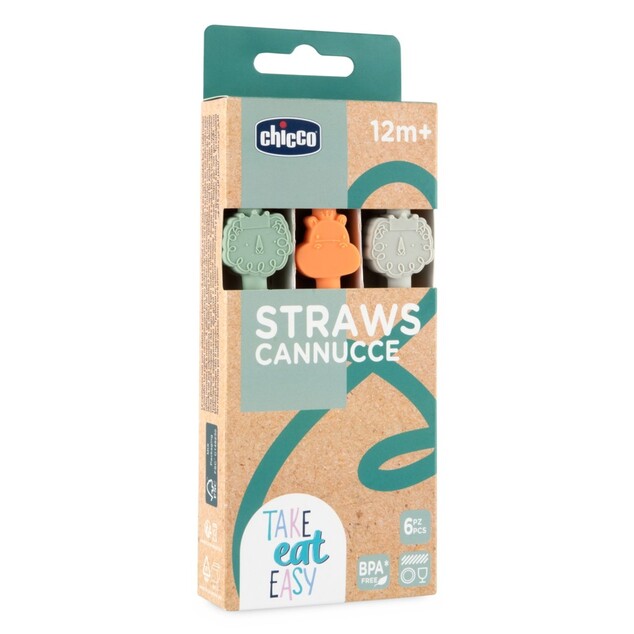 CHICCO Silikonstrohhalme 6 Stück, 12 Monate+